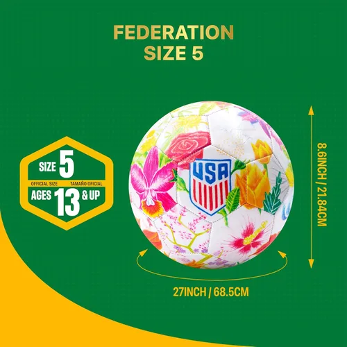 Vista 8 de Icon Sports Balón de fútbol con licencia oficial de la Federación de Fútbol de los Estados Unidos, USSF149BL, color blanco, talla 5