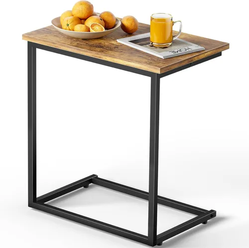 Vista 9 de Pipishell - Mesa auxiliar en forma de C de 27 pulgadas de alto, mesa lateral para sofá deslizable debajo, mesa de sofá en forma de C para sala