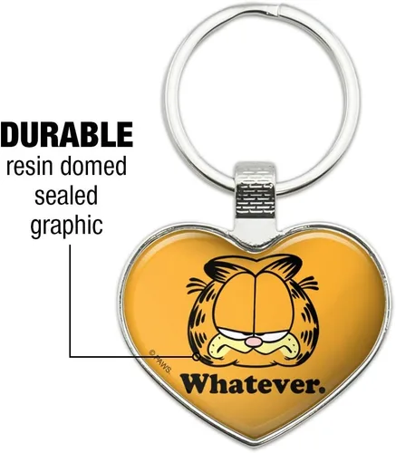 Vista 3 de Garfield Whatever Face Llavero de metal con diseño de corazón y amor, Multi