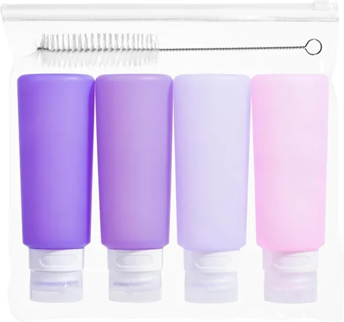 Vista 14 de MICEBAY Botellas exprimibles de condimentos para salsas, mini recipiente de silicona para aderezo de ensalada de 1 onza para llevar con bolsa