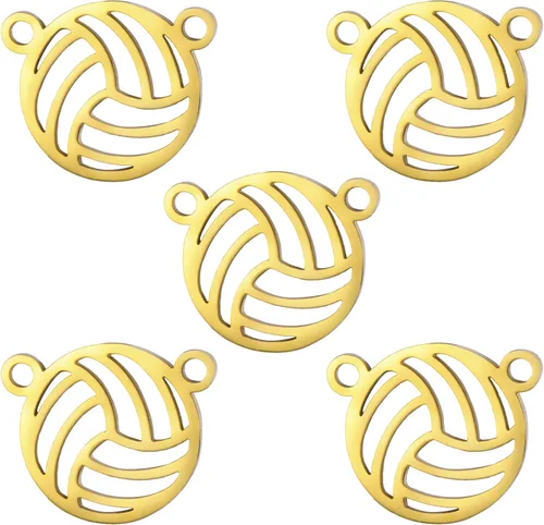 Vista 14 de kkjoy 5 dijes de bola deportiva de acero inoxidable para hacer joyas y manualidades, varios dijes, suministros de manualidades, accesorios