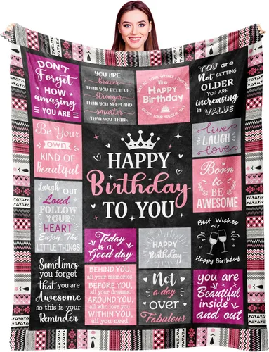 Vista 14 de Ivivis Regalos de 100º Cumpleaños para Mujeres Manta 60"x50", Suministros de Decoraciones para Fiesta de 100º Cumpleaños, Regalos de Feliz 100º
