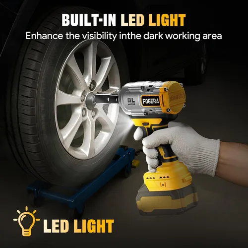 Vista 6 de Llave de impacto inalámbrica de 1/2 pulgada – Compatible con baterías Dewalt de 20 V, 1100 pies-libras (1500 N.m), destornillador de impacto de alto