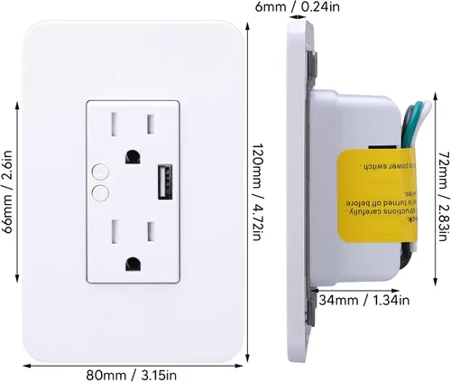Vista 7 de Enchufe eléctrico controlado por voz de KS 604S Smart USB Wall Outlets para el hogar
