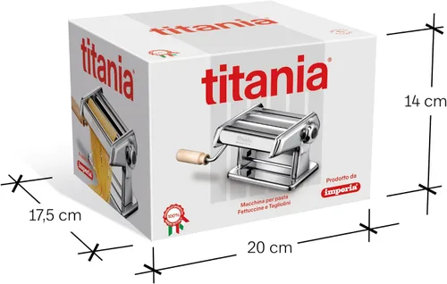 Vista 7 de Imperia Titania Pasta Maker - La máquina está 100% fabricada en Italia, construcción de acero resistente, rodillo manual con mango de madera