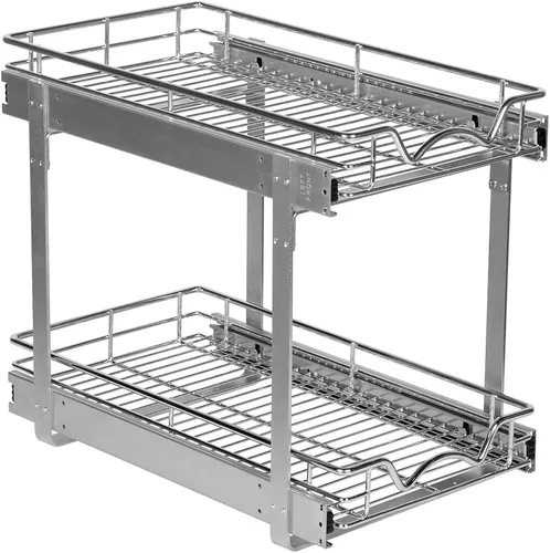 Vista 15 de HOLDN' STORAGE Organizador de gabinete extraíble de dos niveles, cajones deslizantes individuales, metal resistente con garantía limitada de por