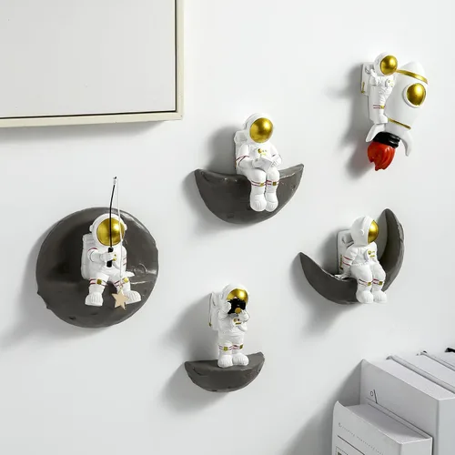 Vista 13 de 4 piezas de decoración de pared de planetas del espacio exterior – Esculturas de pared 3D modernas para sala de estar y dormitorio – Decoración