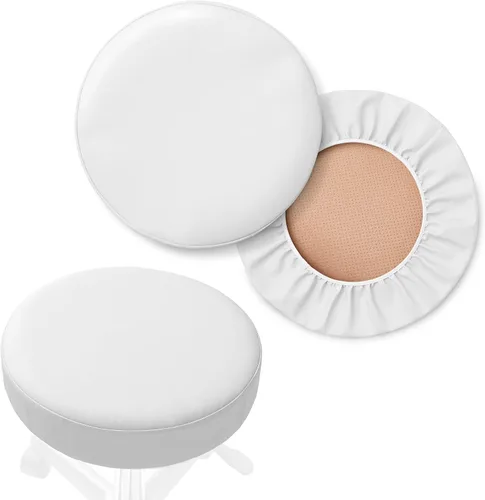 Vista 12 de Saloniture Paquete de 2 fundas redondas para asiento de taburete, funda impermeable de 13-1/2 pulgadas para silla giratoria o taburete de bar