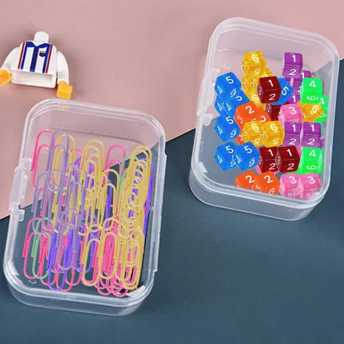 Vista 4 de Rocutus Paquete de 24 recipientes pequeños de plástico transparente con tapas, caja de almacenamiento de cuentas con tapa con bisagras para cuentas