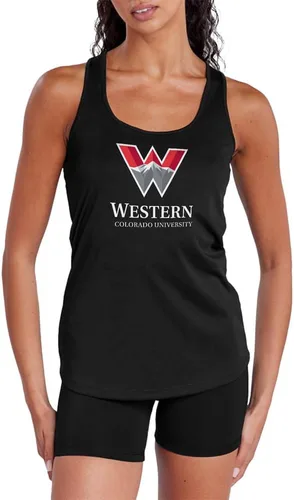 Vista 310 de Camiseta deportiva sin mangas oficial de NCAA Collegiate para mujer, con espalda cruzada, colección con logotipo primario