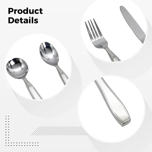 Vista 5 de 4 Pcs Weighted Utensils Set for Parkinson's, Stainless Steel Silverware, Fork Knife Spoon, Ergonomic Grip, Ideal for Tremors & Seniors