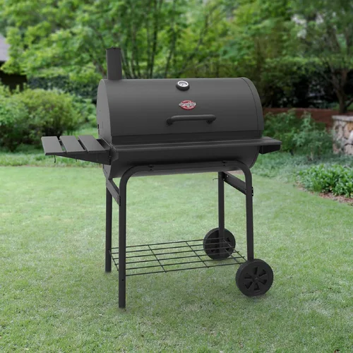 Vista 3 de Char-Griller® Parrilla de barril de carbón Pro Deluxe, bandeja de cenizas EasyDump™, estantes delanteros y laterales de alta calidad con ganchos