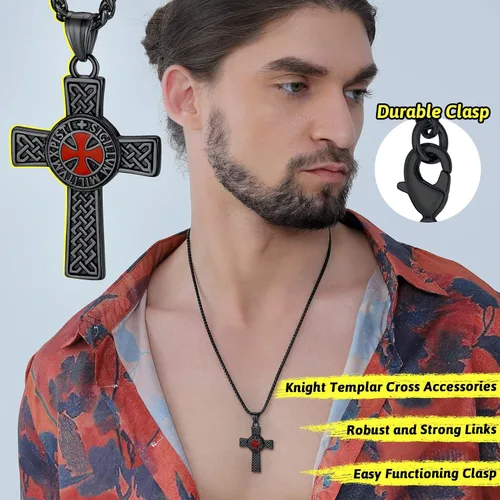 Vista 2 de FaithHeart Collar de sello de caballeros templarios, joyería de Cristo compañeros soldados para hombres y mujeres con delicado embalaje de regalo