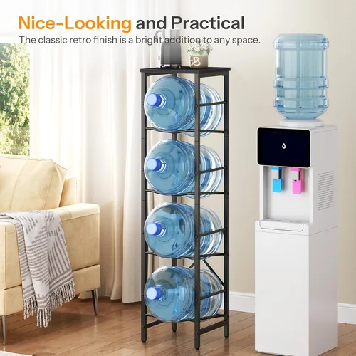 Vista 4 de HOOBRO Soporte para garrafones de agua, soporte para botellas de agua, estante para garrafones de agua de 5 galones, estante de almacenamiento