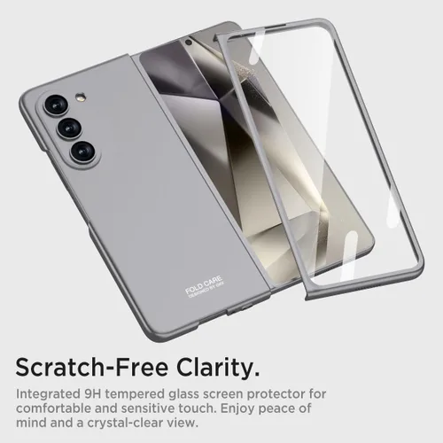 Vista 4 de Miimall Funda ultradelgada para Galaxy Z Fold 6, funda de cuerpo completo con protector de pantalla integrado, apto para bolsillo, a prueba de Gris