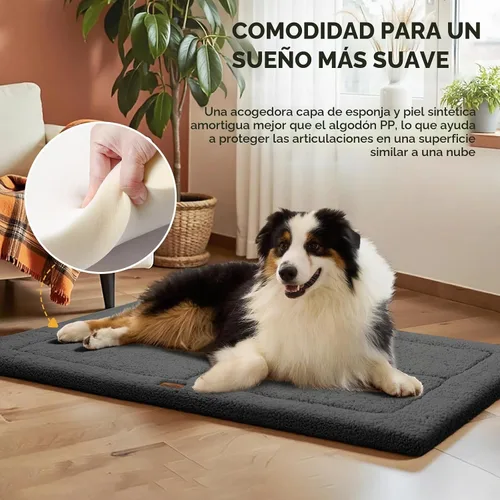 Vista 2 de Joydeco Tapete para Jaula de Perro de Perfil Bajo, Almohadilla de Cama Reversible, Tapete para Perro Lavable con Vellón Ultra Suave, Diseño Compacto