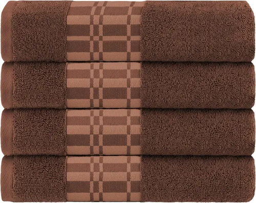Vista 35 de Superior Juego de toallas de baño de algodón de 4 piezas, diseño geométrico, borde Dobby, toalla corporal para baño, baño de invitados, spa, centro