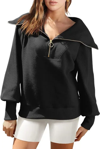 Vista 3 de ANRABESS Sudaderas con capucha para mujer, de gran tamaño, con cremallera de un cuarto, para adolescentes, niñas, ropa de moda Y2K