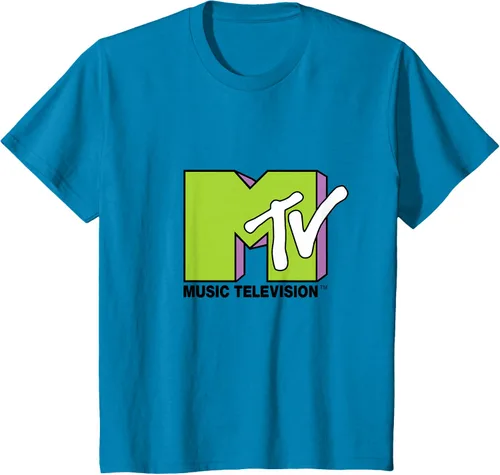 Vista 83 de Camiseta de tratamiento de relleno con logotipo MTV verde lima y morado, Negro, S Azul Marino