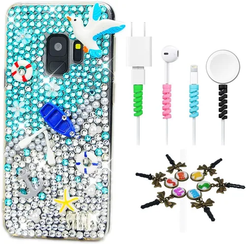Vista 15 de Sparkle Funda compatible con Samsung Galaxy J2 Prime – Elegante funda 3D hecha a mano con diseño de estrella de mar y paloma de mar y paloma