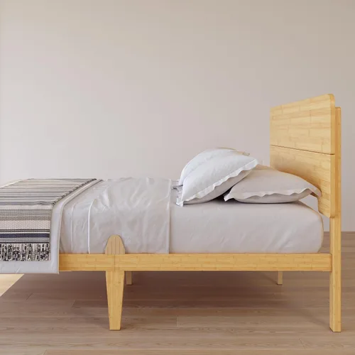 Vista 7 de Marco de cama individual XL de madera maciza de bambú de 14 Natural