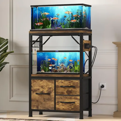 Vista 15 de Heybly Soporte para tanque de peces de 5-10 galones con cajón, toma de Negro