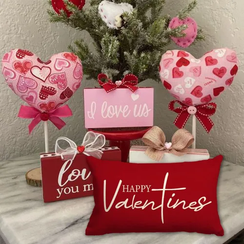 Vista 4 de Fundas de almohada para el día de San Valentín de 12 x 20 pulgadas, diseño de corazón rosa, decoración para sofá, decoración del hogar