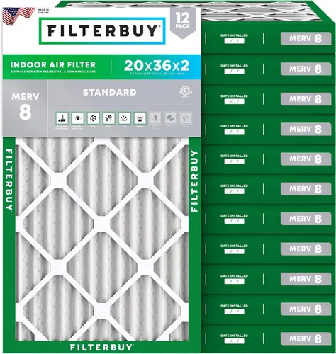 Vista 92 de Filterbuy Filtro de aire MERV 8 de 8 x 14 x 1 pulgadas para defensa contra el polvo y las alergias (paquete de 12), electrostático plisado HVAC