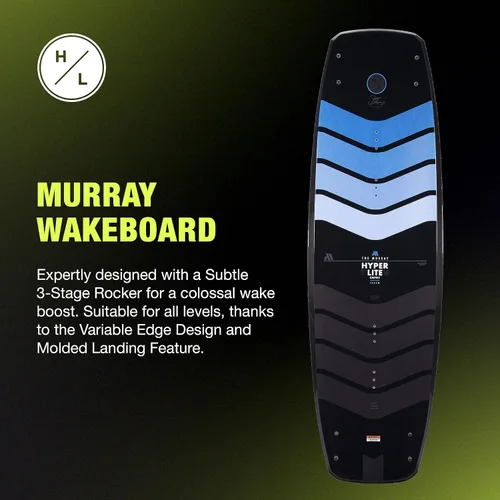 Vista 2 de Hyperlite Murray Pro Wakeboard - Wakeboard Shaun Murray Signature - Perfecto para ciclistas intermedios a avanzados - Solo tabla y aletas