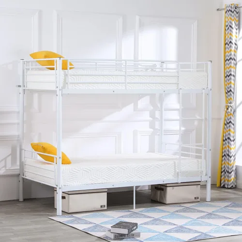 Vista 11 de Bonnlo Litera individual sobre individual para niños, adolescentes y adultos, cama resistente de 2 pisos con escalera plana y barandilla de 13