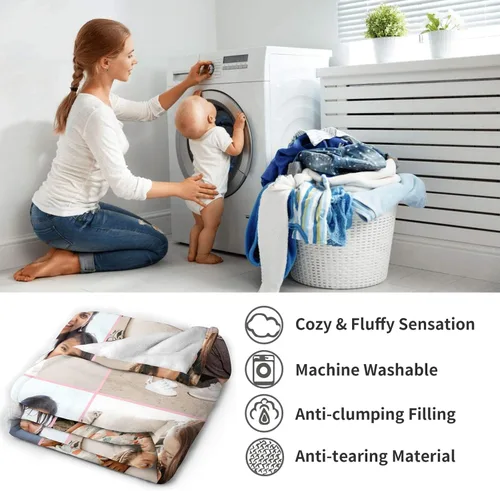 Vista 5 de Manta personalizada con texto fotográfico, regalo personalizado, 1-10 imágenes, manta personalizada para madre, padre, familia, amigos, Navidad