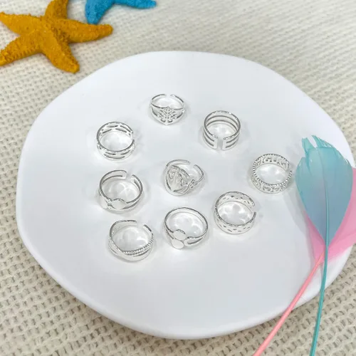 Vista 3 de Suonie S925 - Juego de anillos para nudillos para mujer anillos ajustables para niñas anillos de articulación corona de flores y estrellas anillos