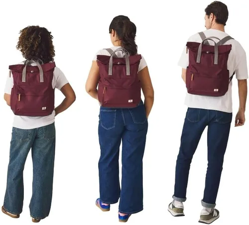 Vista 7 de ORI LONDON Mochila Rolltop para hombre y mujer - Mochila de viaje mediana de nailon para portátil y accesorios - The Canfield, Palta, Mediana