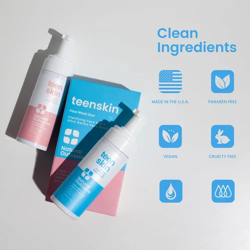 Vista 4 de natural outcome Dúo de Lavado Facial para Piel Adolescente Lavado Facial Diario Suave con Espuma para Niños y Niñas Ingredientes No Tóxicos