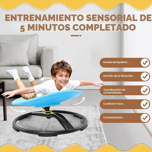 Vista 5 de Zhenx Silla giratoria para niños autistas (de 3 a 18 años) – Asiento giratorio sensorial de capacidad de 220 libras – Juguete sensorial para Azul
