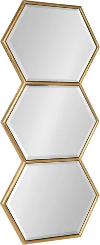 Vista 6 de Kate and Laurel Royce Modern Glam - Espejo de pared con trío hexagonal, 30 x 14, dorado