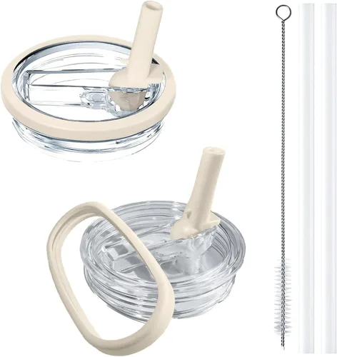 Vista 19 de Stanley - Paquete de 2 tapas abatibles con popote Stanley, a prueba de fugas, accesorios Stanley para vasos Stanley Quencher H2.0 de 40 onzas beige