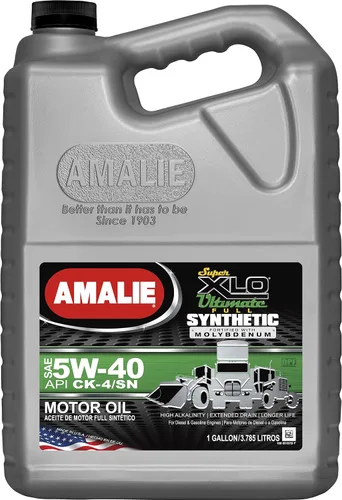 Vista 2 de Amalie Super XLO Ultimate 5W-40 Aceite para motor completamente sintético con molibdeno resistente (160-60197-36) 1 galón, paquete de 4 Fabricado