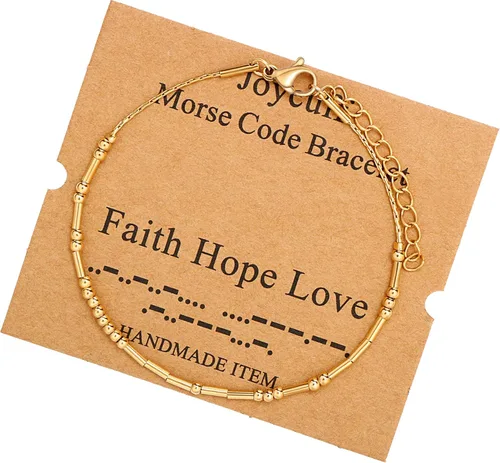Vista 131 de JoycuFF Pulseras inspiradoras de código morse para mujeres, cuentas de plata, joyería con mantra de motivación, regalos para ella