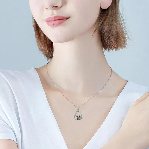 Vista 5 de Lindo regalo de animales de plata esterlinapanda rojoconejo, collar con colgante de animal lindo joyería para mujeres niñas regalos