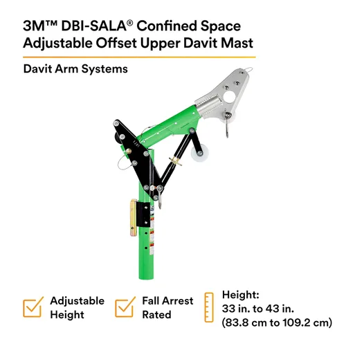 Vista 2 de 3M DBI-SALA Advanced 8518001 Davit Componente, 11-1/2" "-27-1/2" Desplazamiento Ajustable Mástil de Davit Superior Con 33" "- 43" Altura del Punto