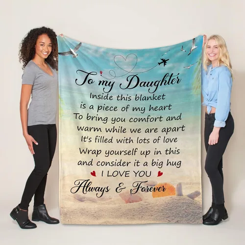 Vista 5 de Regalos para hija de mamá y papá – Manta con texto en inglés "To My Daughter", regalo pensado para el día de la madre, cumpleaños o graduación