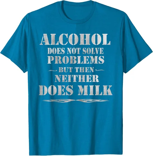 Vista 6 de Alcohol Does Not Solve Problems. But Then, Neither Does Milk T-Shirt Asphalt Grey