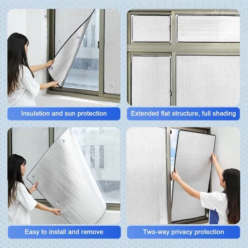 Vista 6 de Película de vidrio opaca total para habitación, protector de aislamiento térmico de papel de aluminio, control de calor, tinte anti UV, película