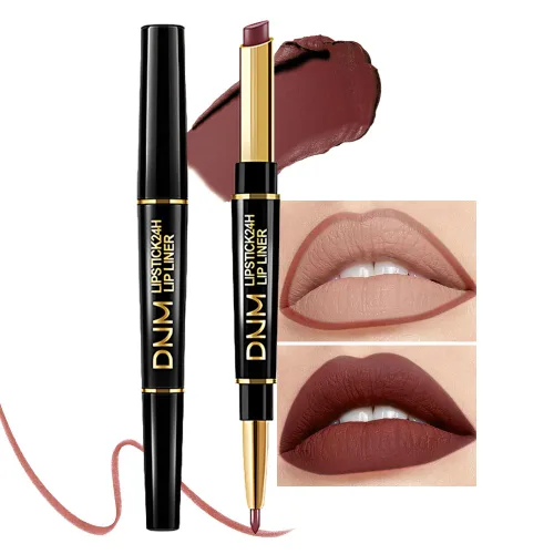 Vista 18 de evpct Juego de 1 lápiz labial y delineador de labios rojo rubí para mujer, kit mate con delineador de labios, manchas de labios duraderas