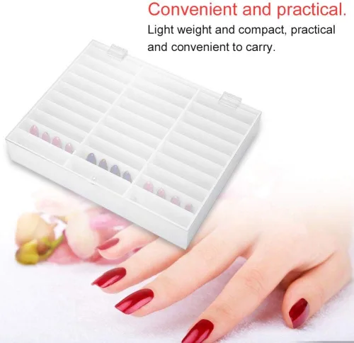 Vista 5 de Semme Organizador de uñas falsas, caja de almacenamiento de uñas, caja de exhibición, contenedor de decoración de uñas, caja de almacenamiento vacía