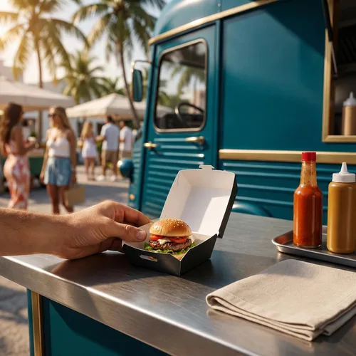 Vista 5 de Restaurantware Mini cajas de hamburguesas de 2.5 x 2.5 x 2 pulgadas, 100 recipientes de alimentos con tapa con bisagras, cajas desechables de papel