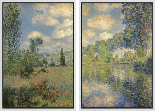 Vista 89 de MUDECOR Lienzo enmarcado para pared, bosque brumoso, reflejos, paisaje tranquilo, ilustraciones modernas, arte decorativo, bohemio, tranquilo/zen