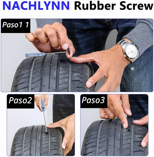 Vista 6 de NACHLYNN 30 piezas de clavos de reparación de neumáticos con tornillos autoperforantes de goma, herramienta rápida de reparación de neumáticos