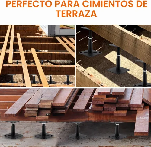 Vista 5 de Paquete de 2 gatos de soporte ajustables para el piso, base de cubierta, estabilizador de escalones de RV, mini gato de tornillo - poste de 4 a 7
